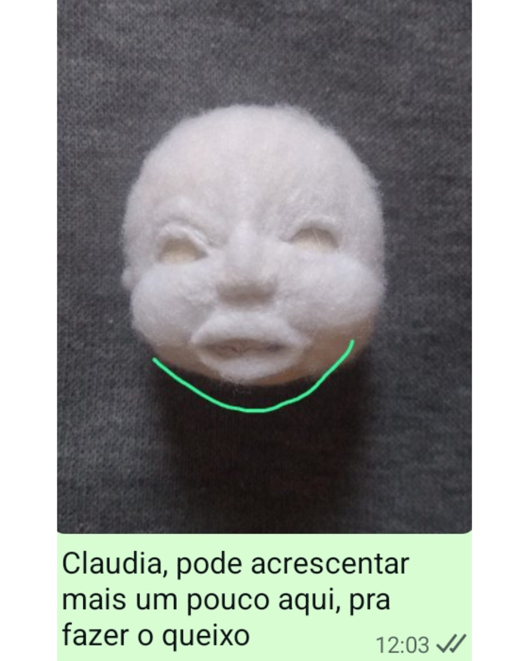 Orientação da Mônica sobre o queixo do rostinho